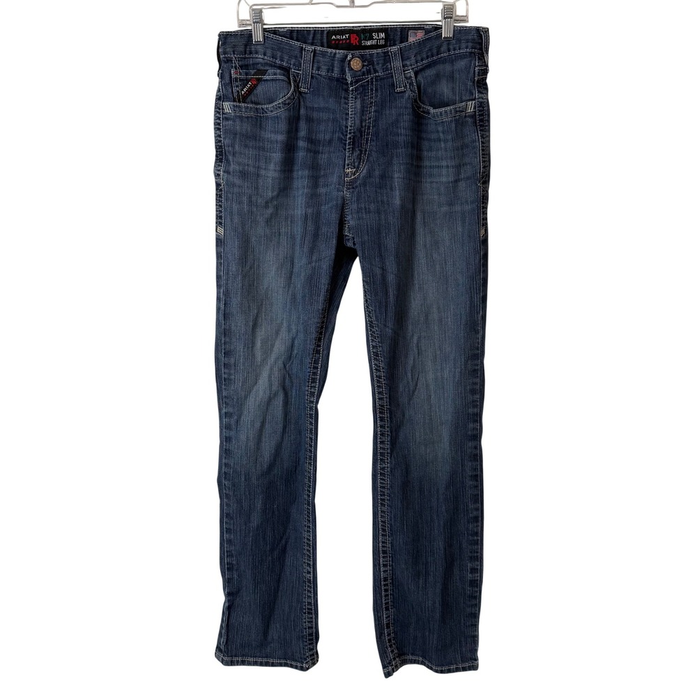 Ariat Mens M7 Shoreway FR Work Pants Jeans 34 Blue Denim Slim Straight 10039282